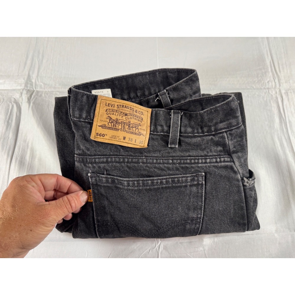 Vintage 1997 Levi's 560 Orange Tab Black Jeans Near Deadstock 38x30 Pristine